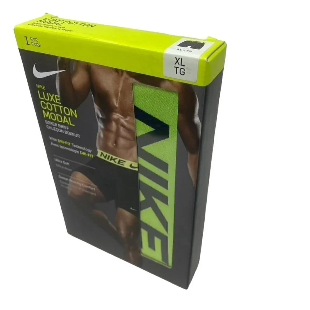 Nike Luxe Cotton Modal Boxer Brief 1 Pack Black/ Volt Large or XL